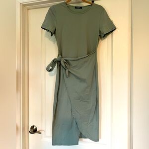 Sage green midi wrap dress